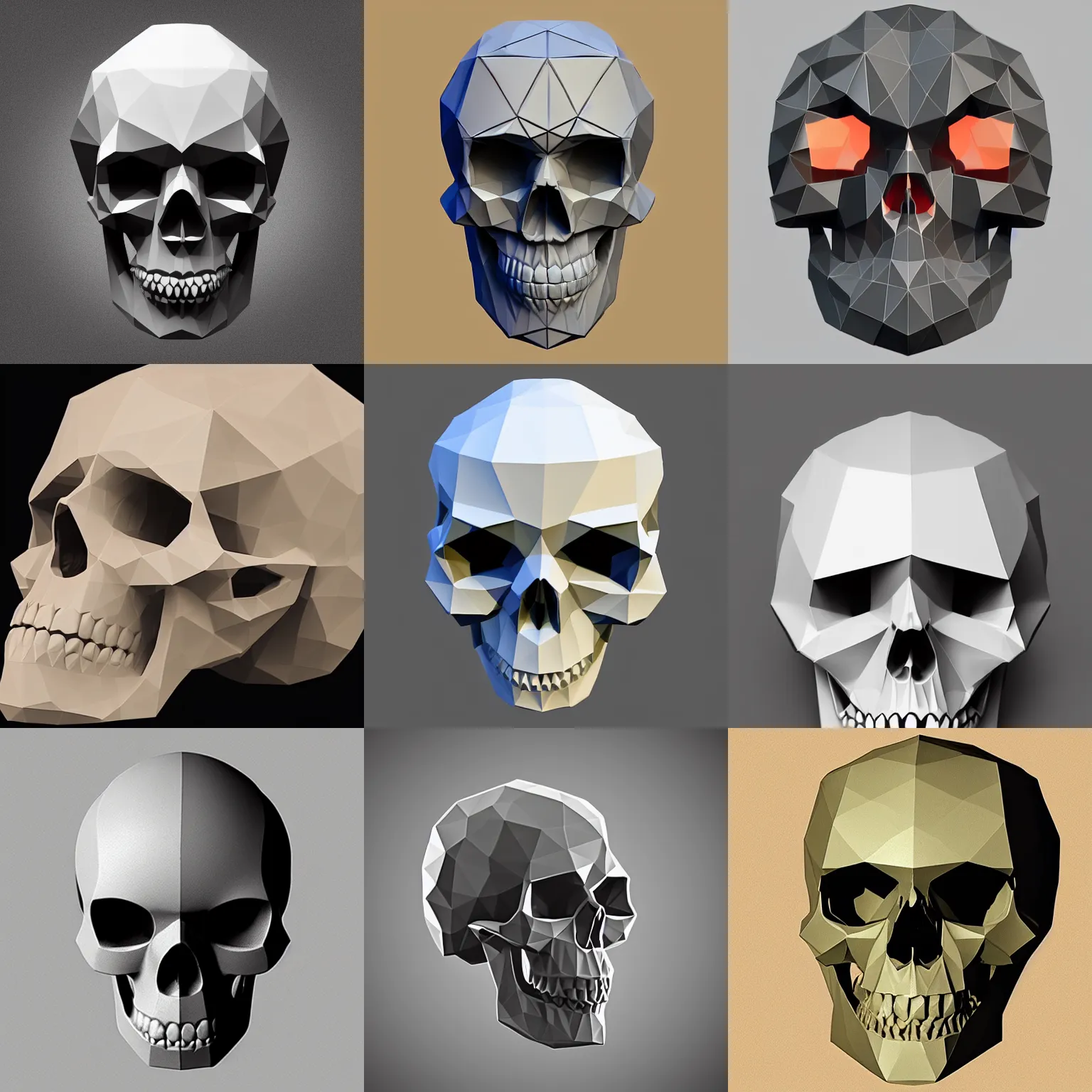 Prompt: low poly skull