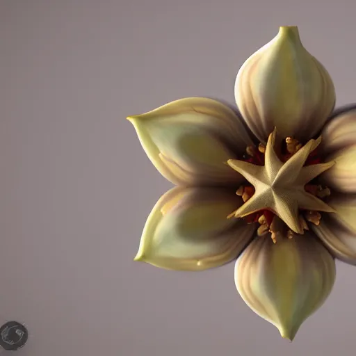 Image similar to a beautiful unique flower from another planet, high octane render, detailed, texture, great lighting ivory star