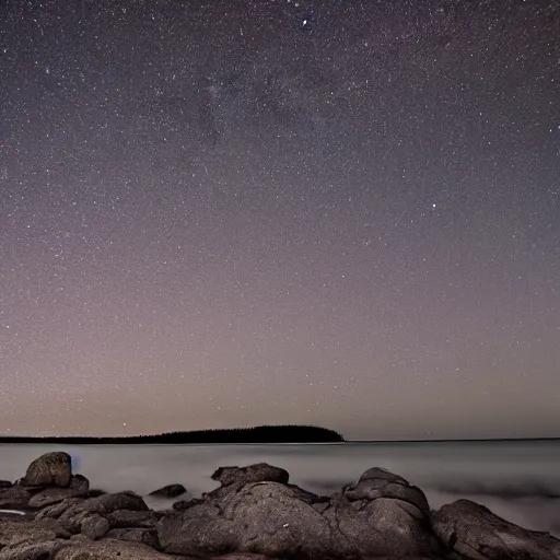 Image similar to rocky shore of the Bruce Peninsula on a starry night