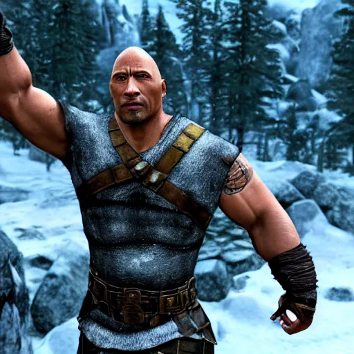 Image similar to Dwayne The Rock Johnson in the Skyrim game