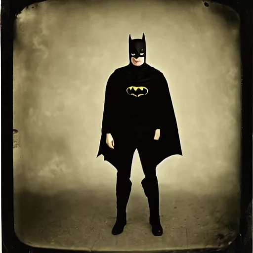 Image similar to wetplate photography, david bowie as batman