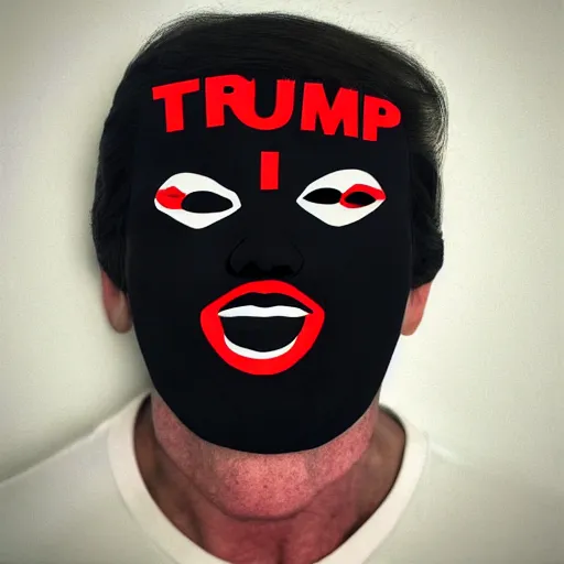 Image similar to photo of donald trump wearing black face, 800t, 35mm, full-HD