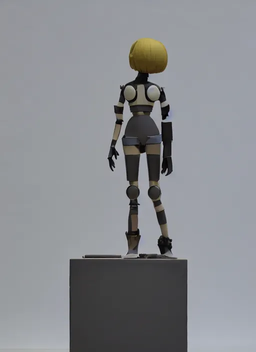 Image similar to a contemporary ceramic sculpture on a plinth, by shepard faire, by victo ngai, by tracie grimwood, in the style of nier automata and astroneer, plain background