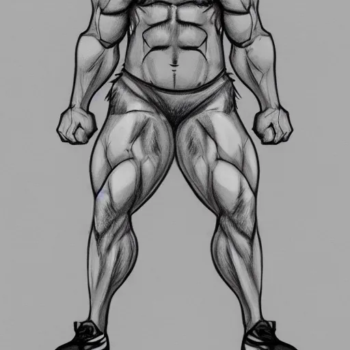 Image similar to master furry artist charcoal sketch lines full body portrait character study of the anthro male anthropomorphic wolf fursona animal person wearing gym shorts bodybuilder at gym