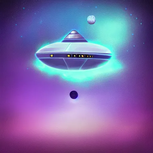 Image similar to space ship in a dreamy style, digital art