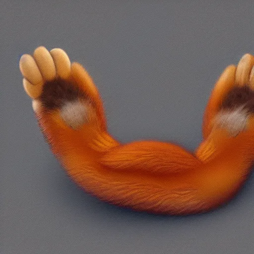 Image similar to underside of a fox paw, fluffy feet, paw pads, anatomically correct vulpine, super realism, 4 k digital art