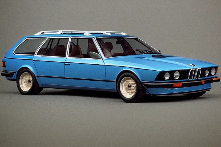 Prompt: intricate, 3 d, 1 9 7 4 bmw m 1 estate wagon, style by caspar david friedrich and wayne barlowe and ted nasmith.