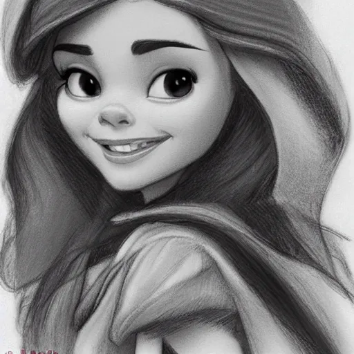 Image similar to milt kahl pencil sketch of chloe grace moretz as snow white