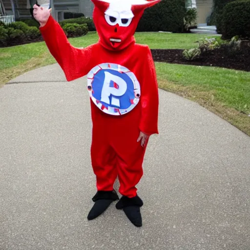 Prompt: donald trump in a child's devil costume