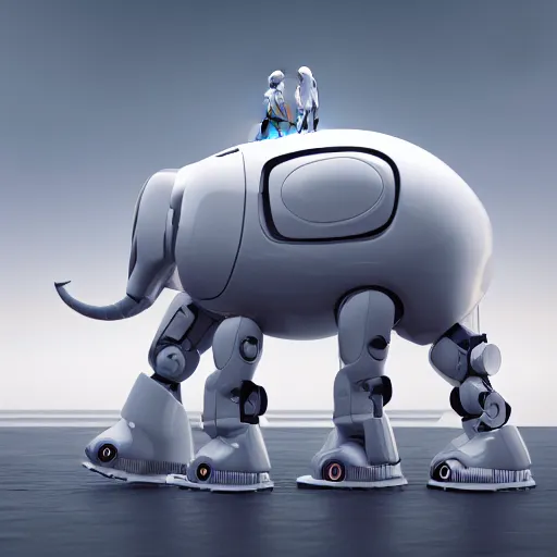 Image similar to white robot elephant, octane render, hd,