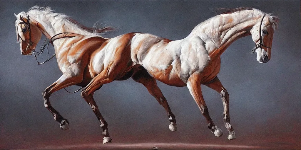 Prompt: eight leg horse, majestic, powerful, extreme detail, fine art, oil painting