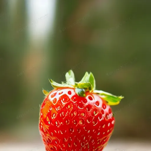 Prompt: a cedar - wood strawberry, bokeh photography