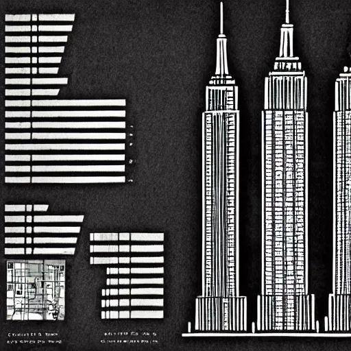 Prompt: construction plans of empire state building, sketch, in the style of da vinci