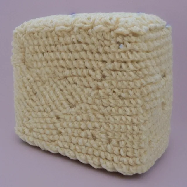 Image similar to a block of crocheted lard