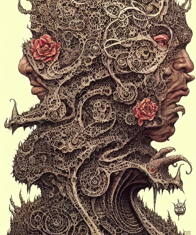 Image similar to portrait painted in jacek yerka style drawn by vania zouravliov and takato yamamoto, inspired by d & d, intricate acrylic gouache painting, high detail, sharp high detail, artstation