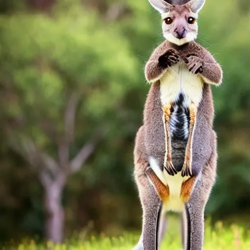 Image similar to a kangaroo - cat - hybrid, animal photography