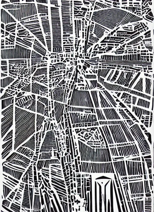 Prompt: portrait of paris, smooth, linocut illustration by tim foley