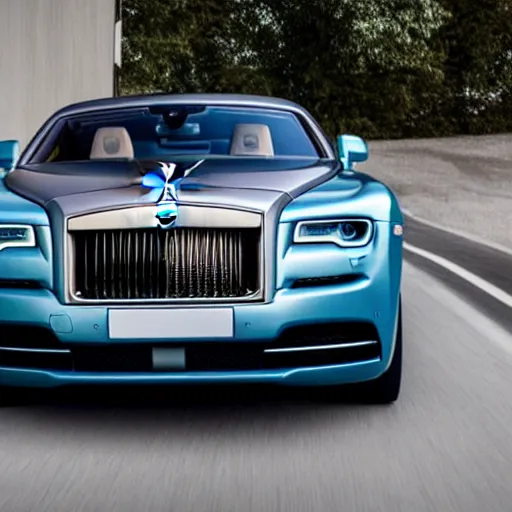 Prompt: Rolls-Royce Wraith if it were manufactured in the 2022 production year, 2022 Rolls-Royce Wraith, wide angle exterior 2022