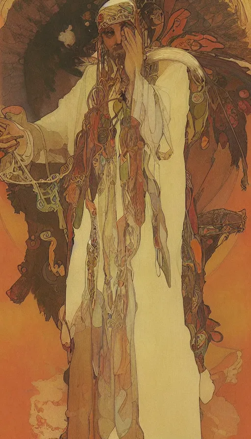 Prompt: portrait of a digital shaman, by alfons maria mucha