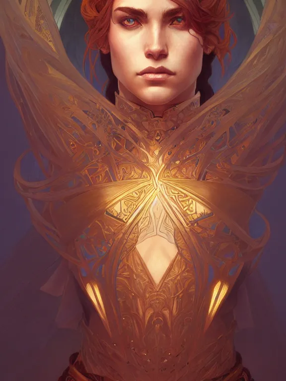 Prompt: symmetry!! intense fanart of a mage warrior as acotar protagonist, intricate, elegant, highly detailed, my rendition, digital painting, artstation, concept art, smooth, sharp focus, illustration, art by artgerm and greg rutkowski and alphonse mucha