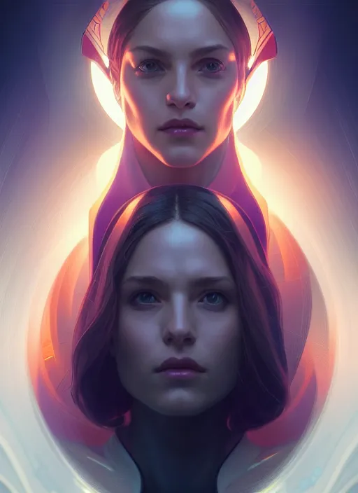 Image similar to symmetry!! portrait of female, chemisty, sci - fi, glowing lights!! intricate, elegant, highly detailed, digital painting, artstation, concept art, smooth, sharp focus, illustration, art by artgerm and greg rutkowski and alphonse mucha, 8 k