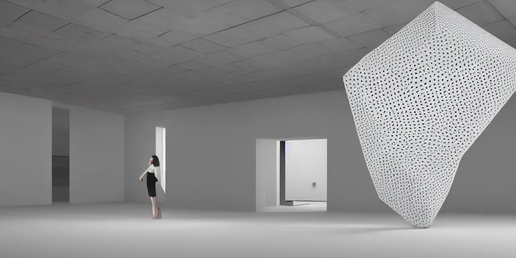 Image similar to huge organic shaped honeycomb asymmetric capsule levitating in the air no - gravity installation in white empty spacious space, maximum natural texture, white warm illumination, in low fog, 8 k resolution, best color graded, vray beautiful, subsurface scatter, hyper - realistic render