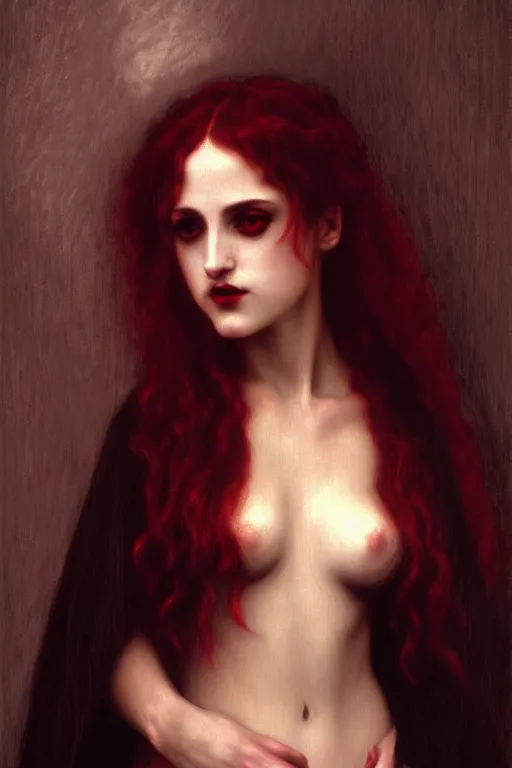 Image similar to victorian vampire, painting by rossetti bouguereau, detailed art, artstation