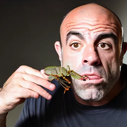 Image similar to joe rogan eating a bug