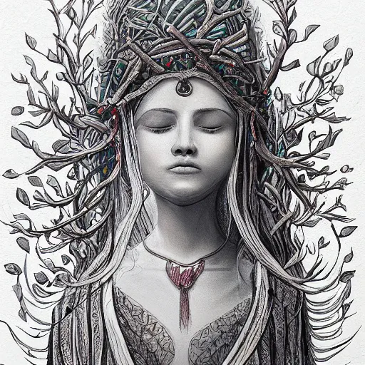 Image similar to spirit of onion, goddess with motif, nature, mother nature artstation high detail