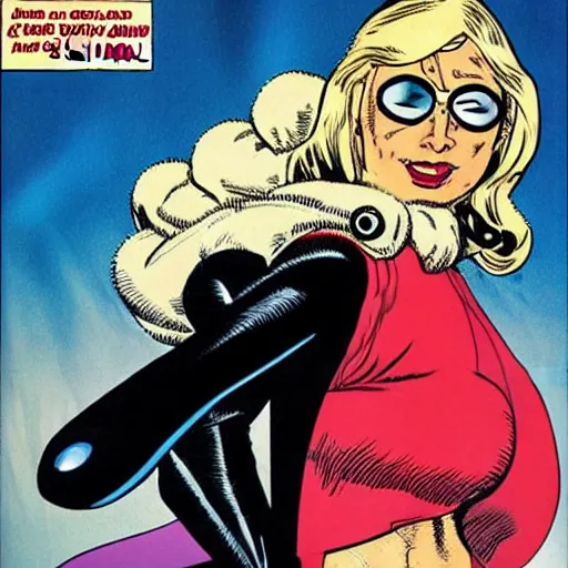 Prompt: Brian Bolland comic art, stunning female Actress Audrey Plaza, spy, eye patch over left eye, evil smile, symmetrical face, symmetrical eyes, tailored clothing, long straight blonde hair, full body, Winter night