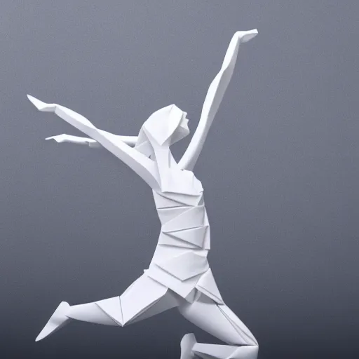 Image similar to origami dancer in white paper, 3 d render, ultra - detailed, on white background, studio shot