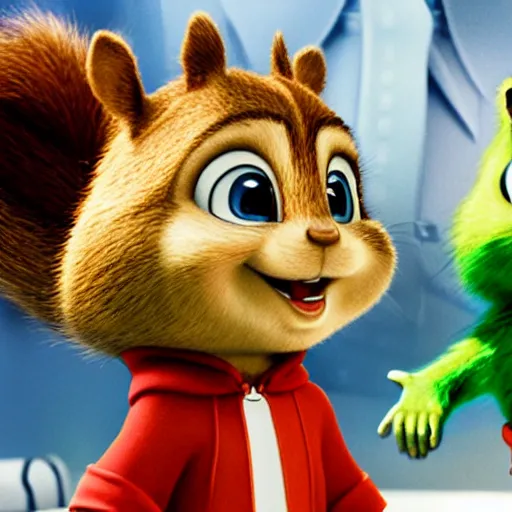 Image similar to Alvin and the chipmunks movie staring Chris Pratt