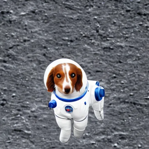 Prompt: kooikerhondje wearing an astronaut suit in the moon, photorealistic, 4k, high quality, beautiful