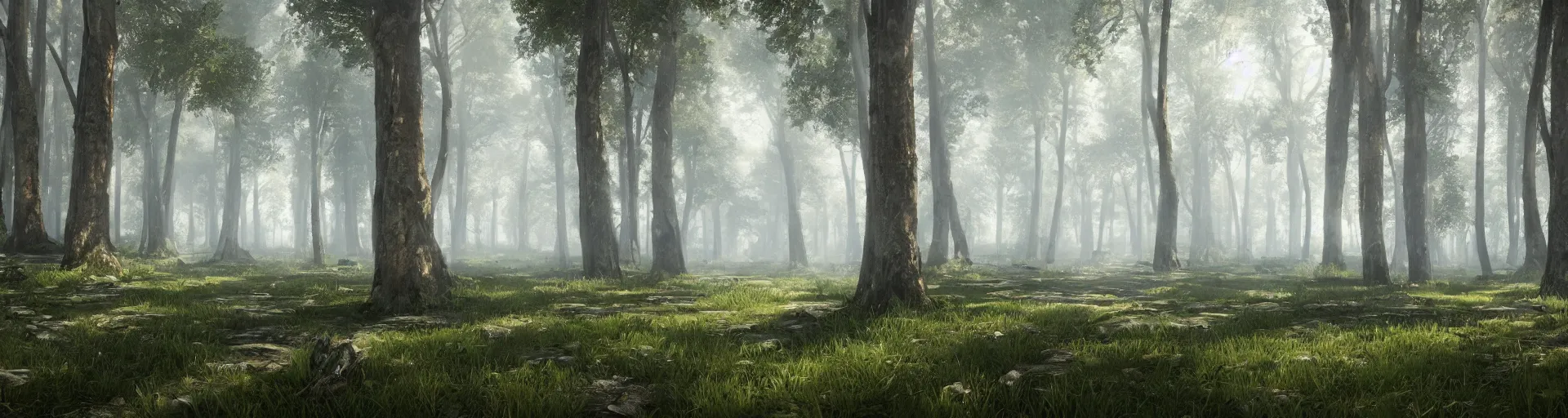 Image similar to beautiful render of a forest, unreal engine, trees in a row, png, on white background, by greg rutkowski, cgsociety
