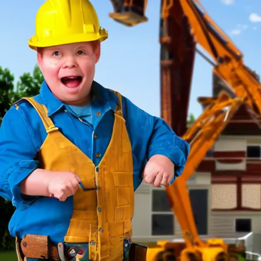 Image similar to bob the builder as a real life human person shot from cinematic