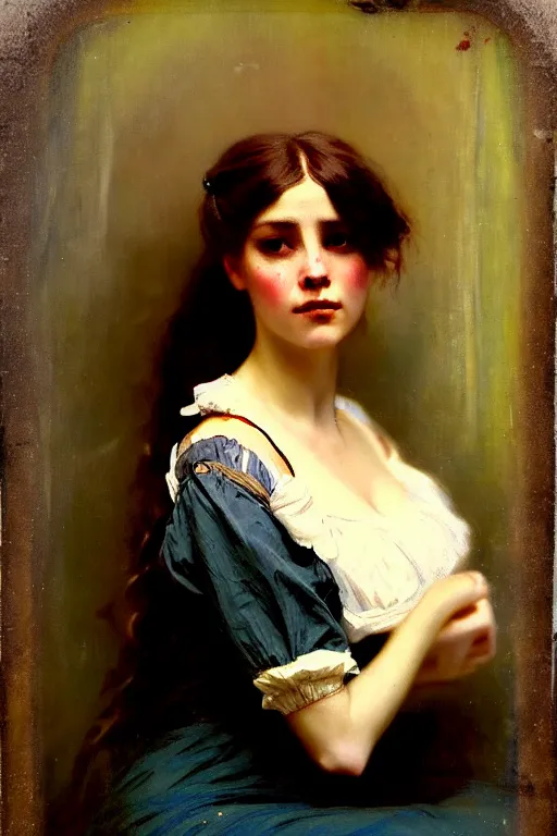 Image similar to soft colorsphotograph imax and solomon joseph solomon and richard schmid and jeremy lipking victorian loose genre loose painting full length portrait painting of pretty barmaid pirate wench disney