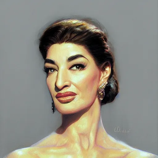 Prompt: Maria Callas, closeup character portrait art by Donato Giancola, Craig Mullins, digital art, trending on artstation