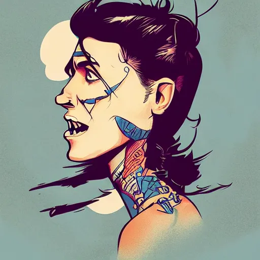 Prompt: portrait skull girl biker by petros afshar, tom whalen, laurie greasley, jc leyendecker and singer sargent