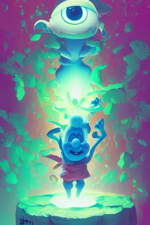 Image similar to smurf ghost creature animal sushi cristal very big eye roots cactus elemental flush of force nature micro world fluo fishscale, behance hd by jesper ejsing, by rhads, makoto shinkai and lois van baarle, ilya kuvshinov, rossdraws radiating a glowing aura global illumination ray tracing hdr