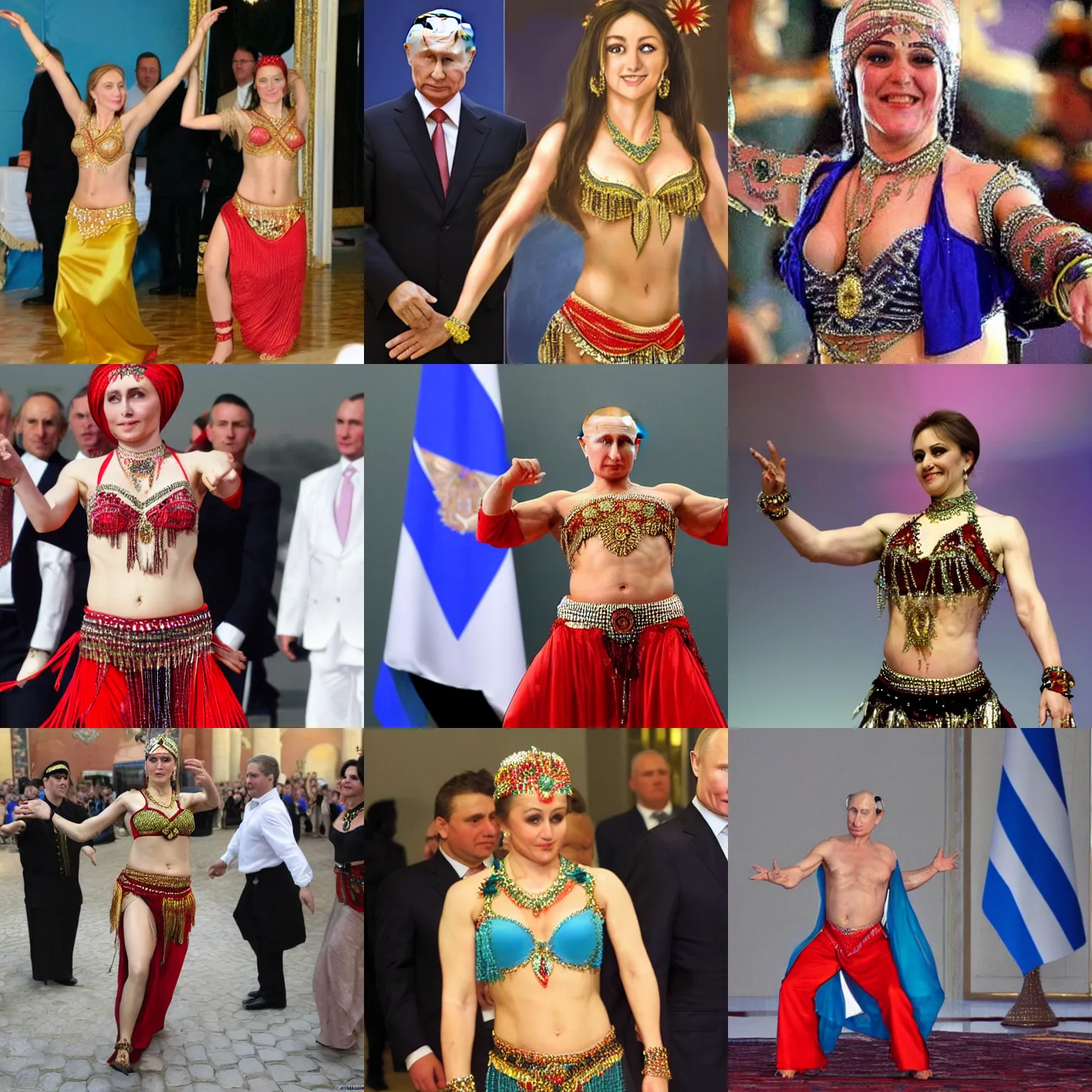 Image similar to russian president putin as a belly dancer