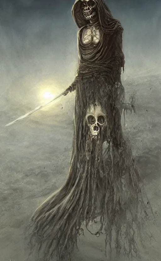 Prompt: the grime reaper of lost sand by seb mckinnon