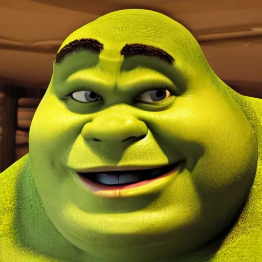 Image similar to photorealistic shrek at a job interview. octane render. high resolution.