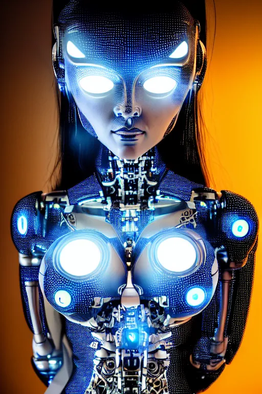 Image similar to detailed photo of the half - cybernetic robocatgirl, symmetry, awesome exposition, very detailed, highly accurate, intricate, professional lighting diffracted lightrays, 8 k, sense of awe, science magazine cover