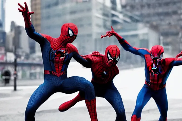 Image similar to Spider-Man fighting Venom live action fight scene by Emmanuel Lubezki