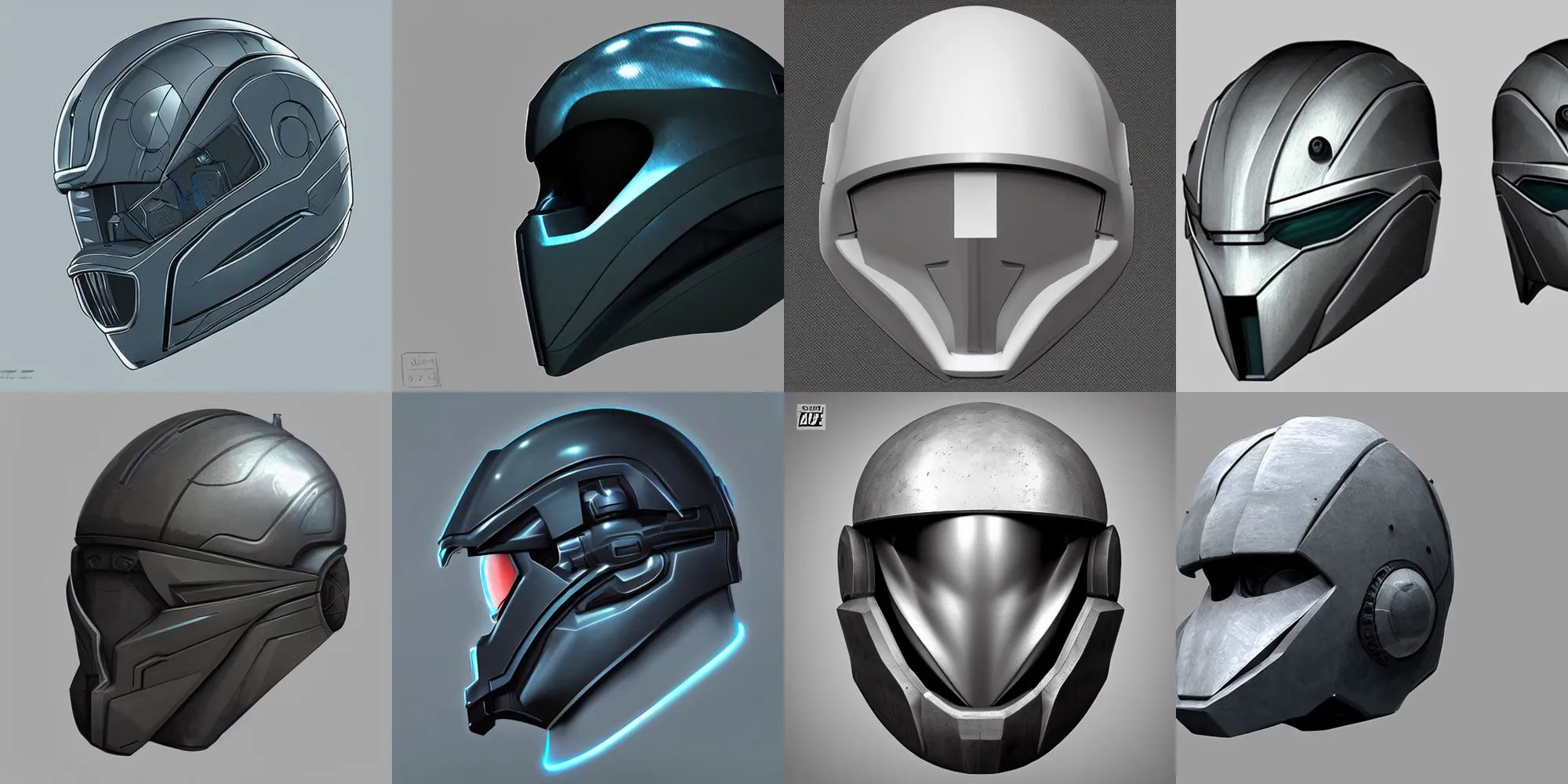 Prompt: hardsurface futuristic helmet design trending on art station 2D digital art