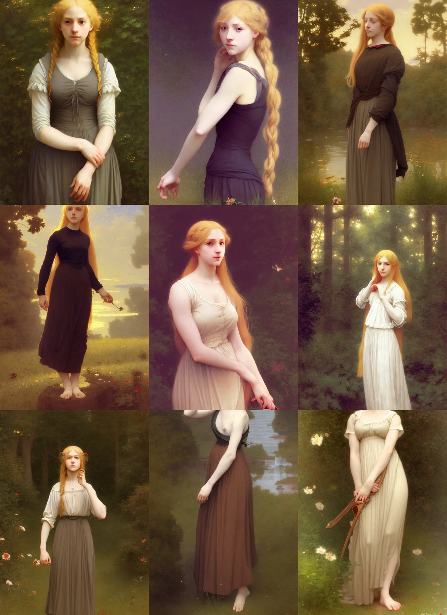 Prompt: a full body portrait of Ophelia Goldhall, long blonde hair, makoto shinkai, james gilleard, tone mapping, very detailed, matte, (((William-Adolphe Bouguereau))), ((wlop))