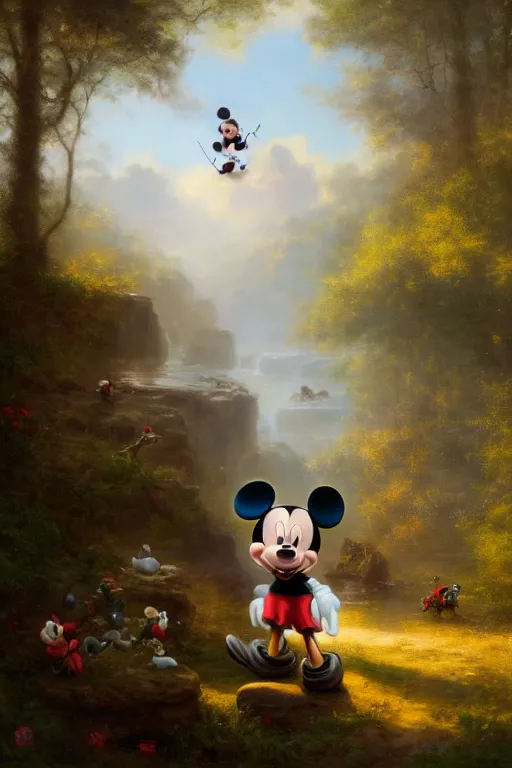 Prompt: realistic mickey mouse, 8 k, trending on artstation, smooth, sharp focus artwork by gustave courbet, mark keathley, greg rutkowski and annie leibowitz