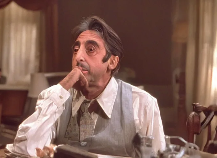 Image similar to film still of !!!!Al Pacino!!! as Everett in Oh Brother Where Art Thou 2000, 4k