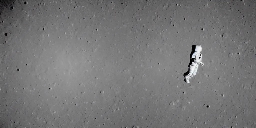 Image similar to a photo of a human you can breath in space, lonely on the surface of the moon