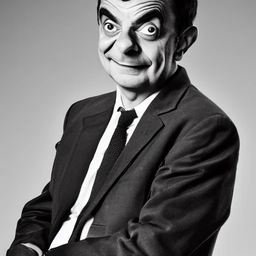 Image similar to A portrait mr bean teams up with a teenage rowan atkinson, perfect faces, 50 mm, award winning photography